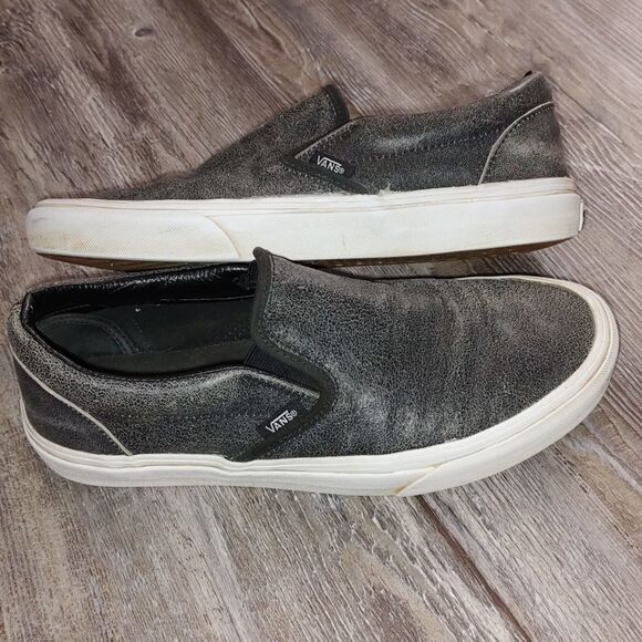 Vans distressed black leather slip on shoes  Sz 7.5 Men   Sz 9 Ladies - Picture 13 of 14
